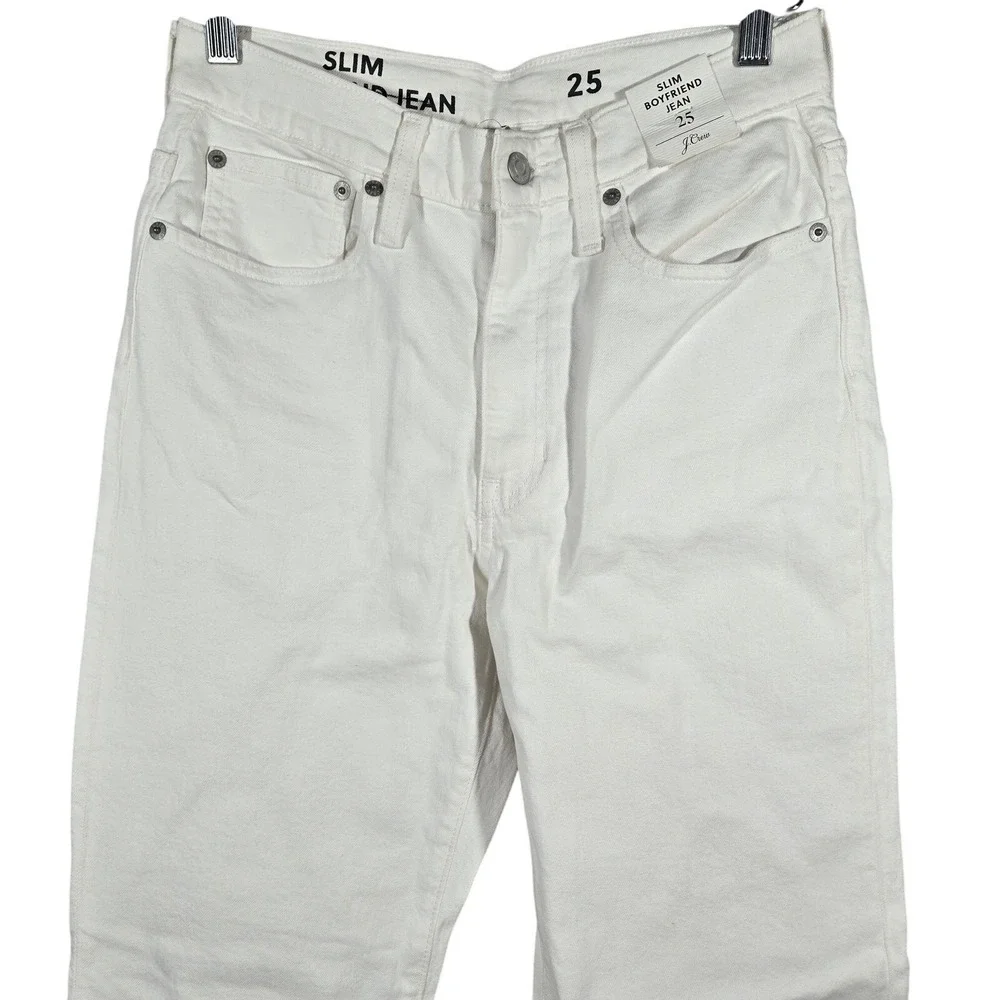 J Crew Slim Boyfriend Jeans White Recycled Denim Size 25‎